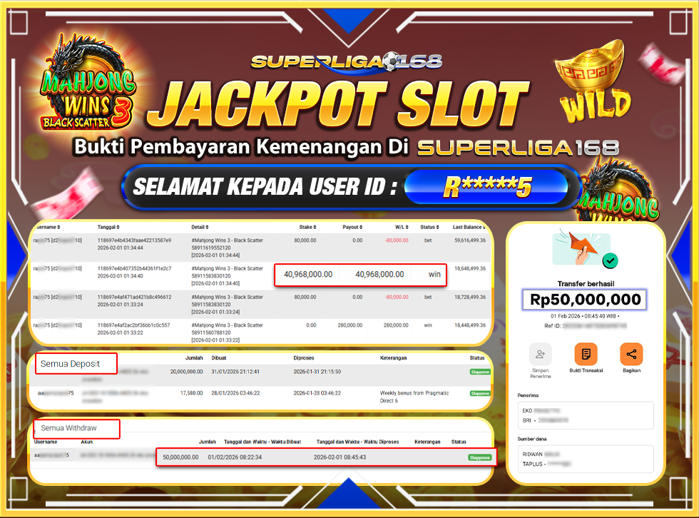 SUPERLIGA168 MAHJONG WINS 3 BLACK SCATTER Rp.50,000,000LUNAS